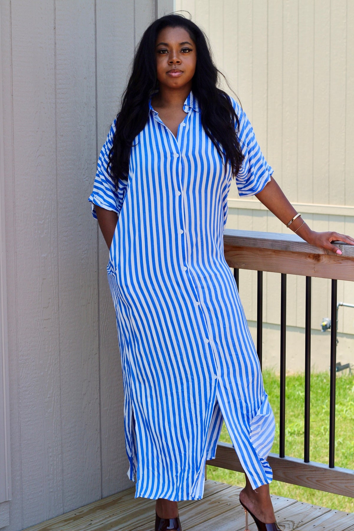 blue dress for baby girl Chase Dress in Navy and White Stripe M