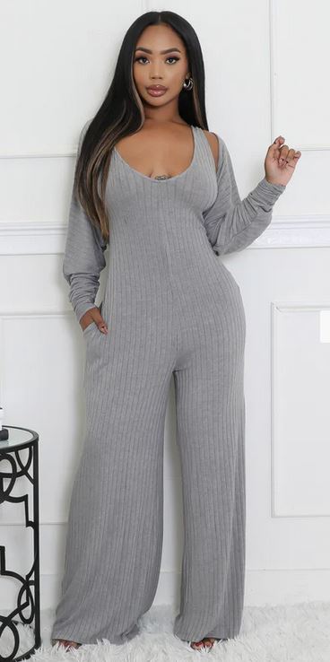 Light Gray Lounge Jumpsuit Set | Styles by Renae